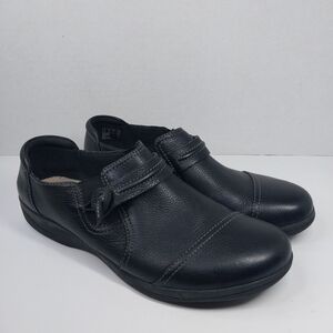 Clarks Collection Soft Cushion Size 8.5 M Black Leather Tassel Comfort Shoes